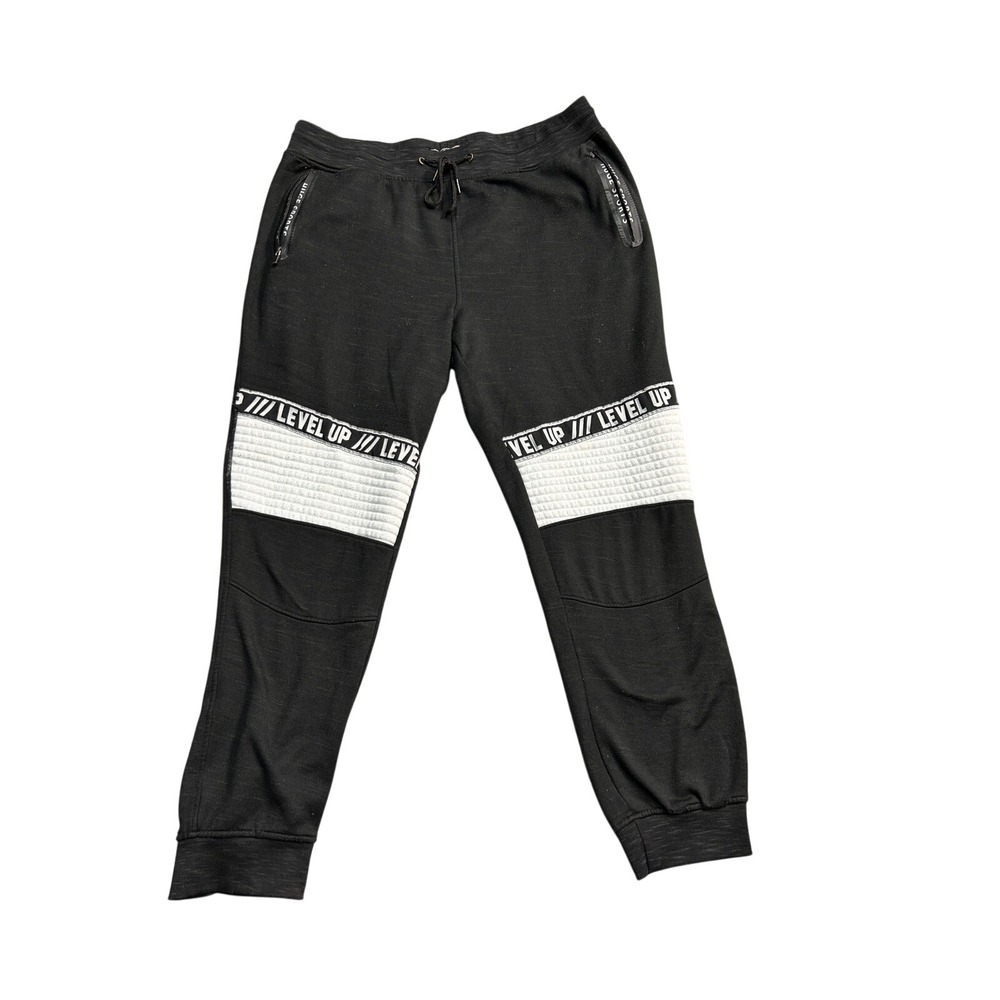 HUGE Fashion Exchange Black Joggers Sweatpants Mens 3XL Level Up Zip Pockets